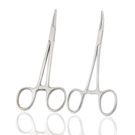 LAJA Imports Pet Hemostat Forceps, Stainless Steel Ear Scissors For Dog And Cat, Ear Hair Clamp Scissors Tools, Straight And Bent, 5-inch