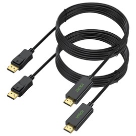 UVOOI DisplayPort (DP) to HDMI Cable 10FT 2-Pack, Display Port to HDMI Cable Adapter DP to HDMI 1080P@60Hz Support Video and Audio Compatible with NVIDIA, AMD, Monitor, Projector, HDTV, Desktop