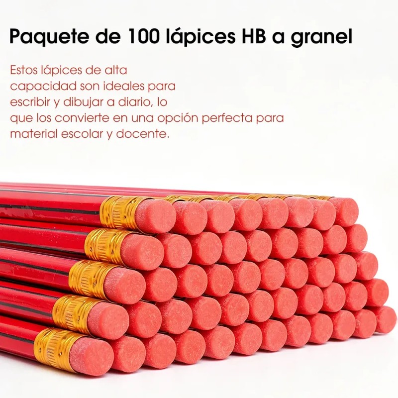 100 Piezas Lapiz Metrico Caja Con Rojo
