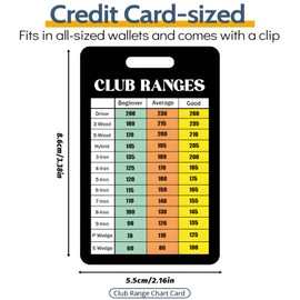 5 Pcs Golf Club Range Chart Card Range, Double-sided Golf Reference Distance Card, Portable Golf Scorecard Holder for Average Beginners Girls Youth Boys Men