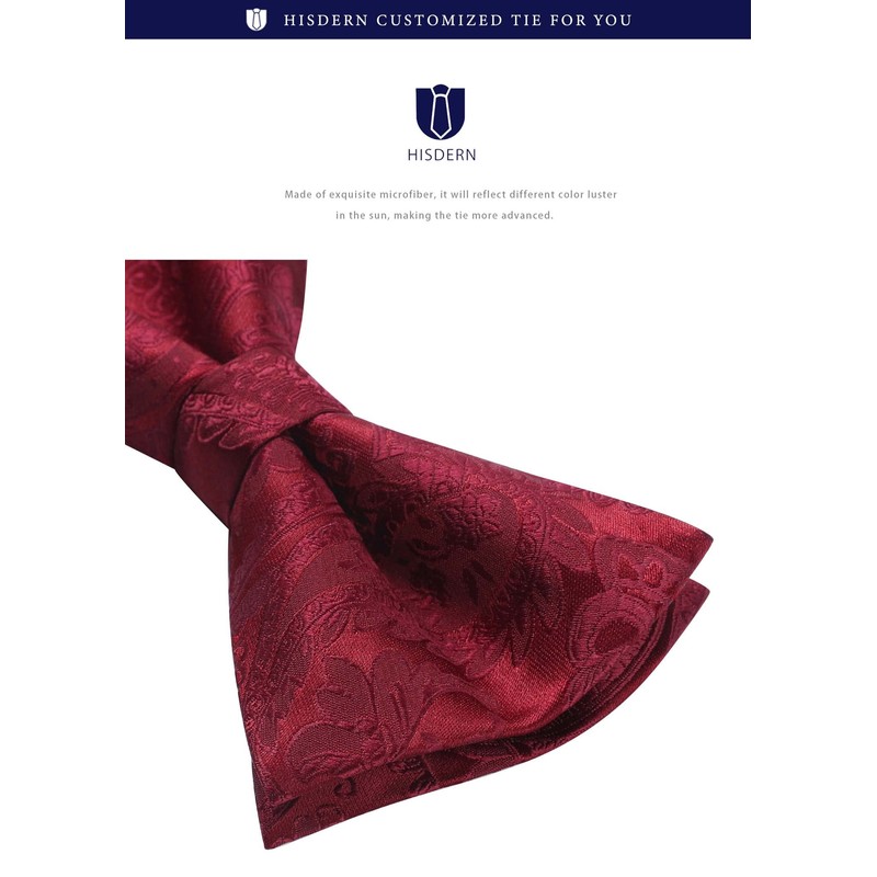 HISDERN Men's Bowtie, One-Touch Paisley Pattern, Bowtie, Chief Set, For