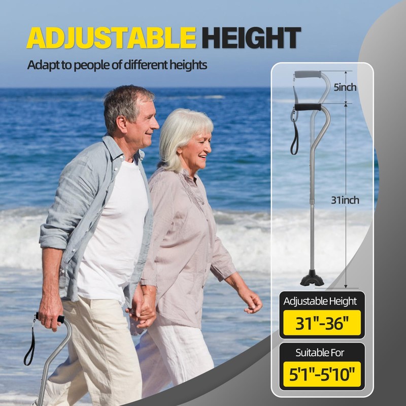 BeneCane Walking Cane Adjustable Cane with Offset Soft Cushioned Handle