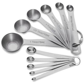 YUNNKEEY 11PCS Measuring Spoons Set Stainless 1 tbsp, 1/2 tbsp, and 1-1/16tsp Steel Measuring Spoons for Cooking Baking Spice Jars and Liquid Ingredients
