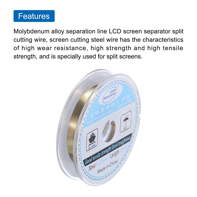 sourcing map 3pcs 100m/328ft Molybdenum Screen Cutting Wire Line Phone