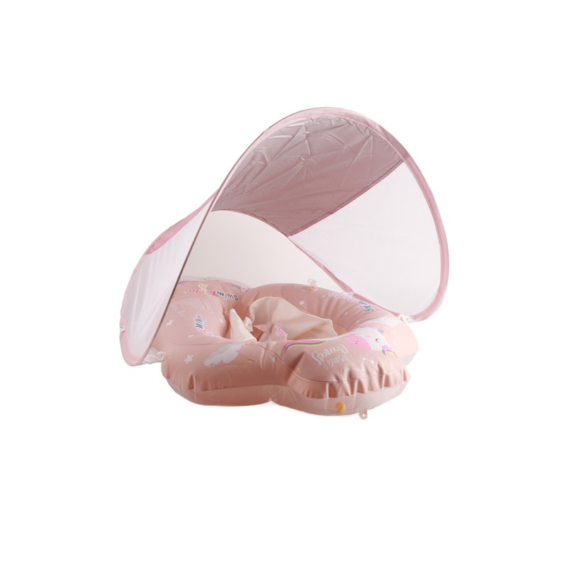 Children Swimming Circle Pink Little Horse Inflatable Sunshade Pool Float
