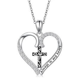 Alphm Cross Heart Necklace for Women S925 Sterling Silver