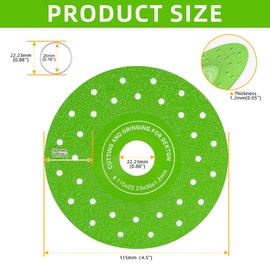 4PCS 4-1/2 Inch Diamond Saw Blades - Ceramic, Glass, Rock & Tile Cutting Disc for Angle Grinder, Industrial Strength Diamond Blade Set