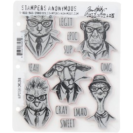Art Gone Wild Tim Holtz Hipster Cling Rubber Stamp Set, Synthetic Material, Multi-Colour, 24.5 x 18 x 0.6 cm