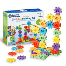 Learning Resources Gears 100-Piece Deluxe Building Set -STEM Activities, Fine Motor Skills, Toddler Explorer Kit, Science and Construction, Boys and Girls Gifts