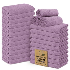 Softolle Salon Towels – Pack of 24 (16"x27") 100% Cotton Ring Spun – Ultra Soft, Highly Absorbent Hand Towels – Bulk for Spa, Gym & Salon (Purple Ash)