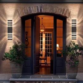 6Pack 18.3inch Outdoor Wall Light,24W LED Square Up & Down Wall Lights 4000K Day White Aluminum Body Waterproof IP65 2400LM LED Exterior Light Fixtures Wall Mount for House Patio Garage Garden