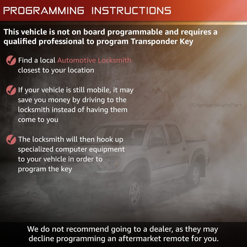 StandardAutoPart 1 llave de coche transpondedor compatible con Toyota 4Runner