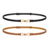 WERFORU 2 Pack Women Skinny Leather Belt Adjustable Thin Waist