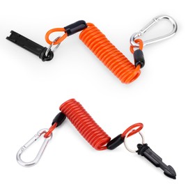 lasuroa 2pcs Trailer Brake Away Cables, 4ft High Rebound Spring Coiled Breakaway Cables with Latch Safety Emergency Breakaway Switch Towing Wire for RV Trailer Camperr (Red, Orange)