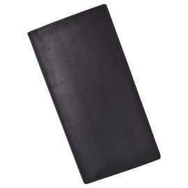 MARSHAL Checkbook Cover Holder Super Slim Plain Mens Womens Genuine Leather Cowhide New (Black)