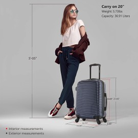 DUKAP ADLY Luggage with Spinner Wheels | Durable Lightweight Hardshell Suitcase, Travel Bag with Handle and Trolley, 20-Inch Carry On Small Luggage | Blue