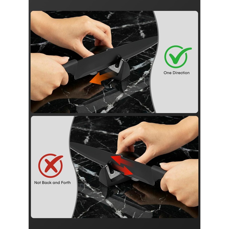 D.Perlla Black Knife Set with Sharpener 7 Pieces Stainless Steel