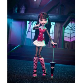 Monster High Draculaura Reproduction Doll Wearing Original Fashion & Shoes with Pet, Display Stand & Accessories, 10-5-inch Collectible Toy