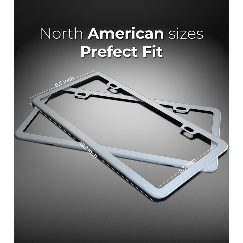 Deselen White License Plate Frame, Metal Thin Stainless Steel with