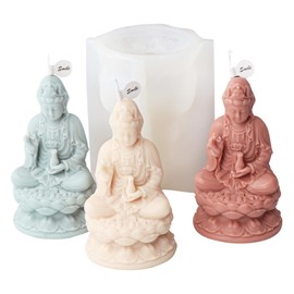 Xidmold - Molde de vela de Buda 3D Quan Yin - Molde de silicona para escultura, vela de cera de soja, arte de resina, manualidades
