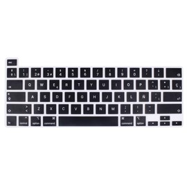 Spanish Language Silicone Keyboard Cover Skin Compatible with 2020 2019 MacBook Pro 16 inch with Retina Display Model A2141, 2022 2021 2020 MacBook Pro 13 inch with M2/M1 Chip A2338 A2289 A2251 (Black
