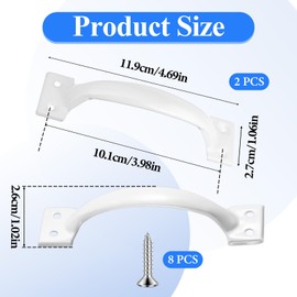 FdcZeyxior 5" Gate Handle, Screen Door Handle White, Stainless Steel Metal GateHandle Screen Door for Wooden Fences Outdoor- 2 Pack