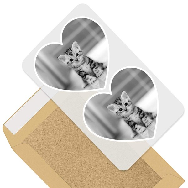 Awesome 2 x Heart Stickers 10 cm - BW -