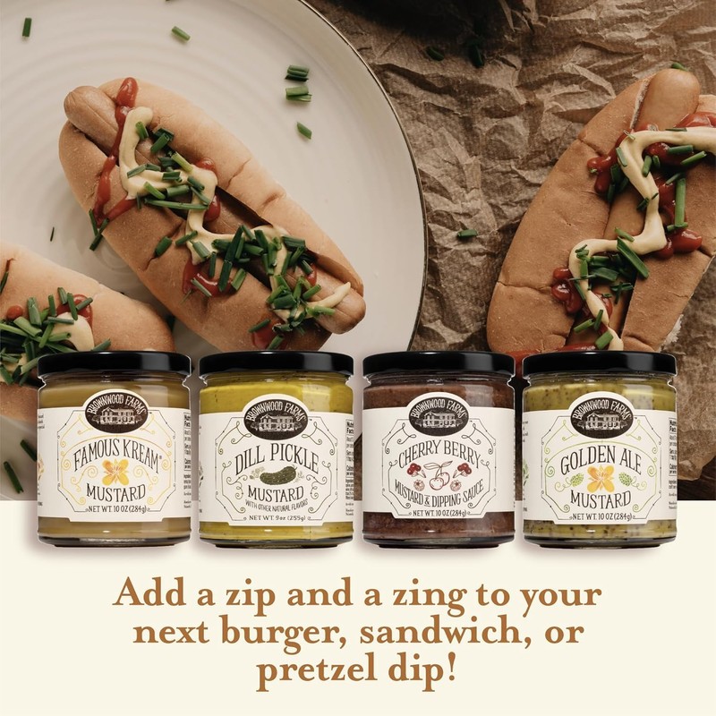 Brownwood Farms Flavored Mustard, Made in Small Batches, Sweet, Hot,