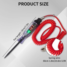 Circuit Tester, 3V-70V Dc Electric Tester, Digital Display Voltage Tester Pen with Retractable Spring Wire And Crocodile Clip, Car Truck Relay Tester for Automotive, Fuse, Wiring Circuit Checking