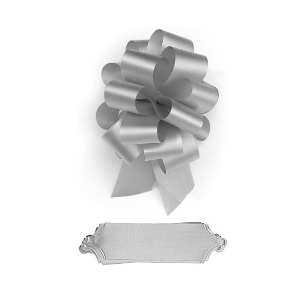 10 Silver Pull Bows 5.5 Inch Diameter 20 Loops Wrapping Wrap Ribbon Bow