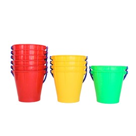 Spielstabil 12 Pack Large Sand Pail Beach Toy (6 Red, 4 Yellow, 2 Green) - Holds 2.5 Liters - Made in Germany