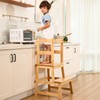 Kitchen Step Stool for Kids with Safety Rail,Solid Wood Construction