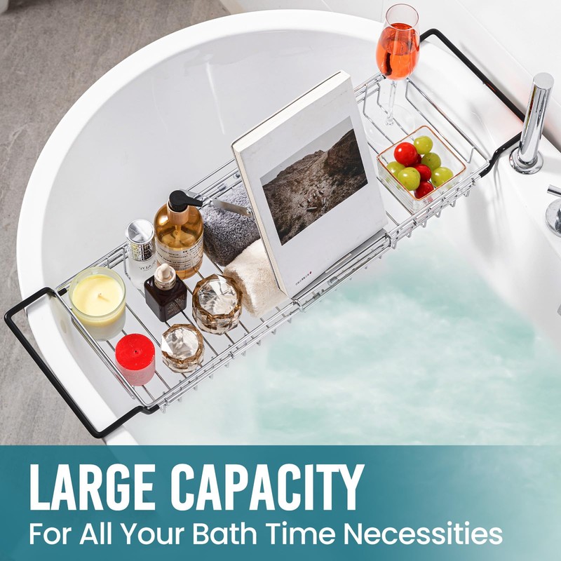 TAILI Bathtub Tray Table for Luxury Bath, Expandable Extra Wide
