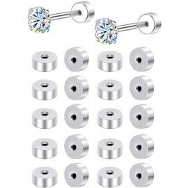 AOEDEJ Stainless Steel Earring Backs Silver Flat Backs for Earrings Screw On Earring Backs Replacements Flat Earring Backs for Studs