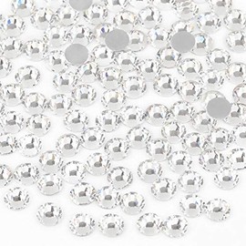 Beadsland Gemas redondas de cristal con parte posterior plana para arte de uñas y manualidades, adhesivo de fijación de cristal (4.6-4.8mm) SS20/1440 