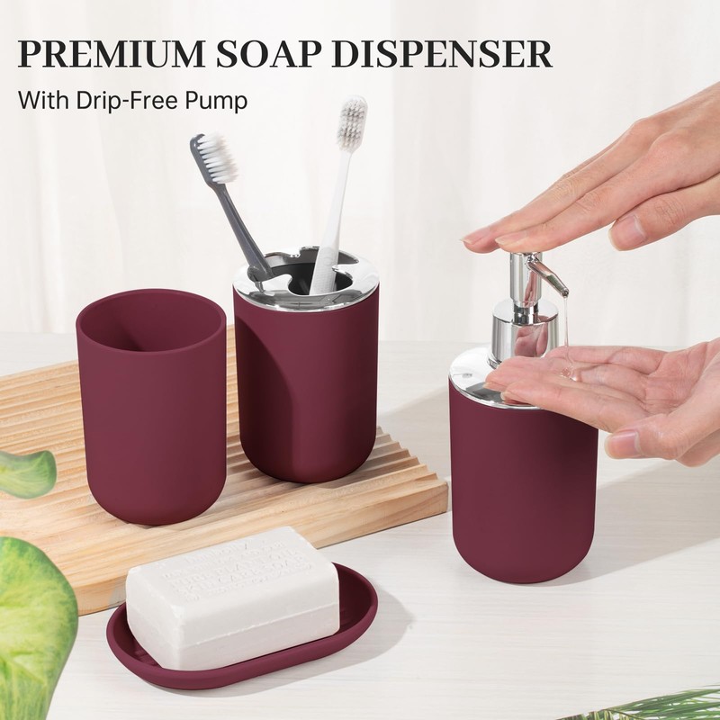 Bathroom Accessory Set, 4 Pcs Plastic Bathroom Set Include Soap