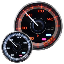 AUTOGAUGE Oil Thermometer for Cars, White/Amber LED, 2.4 inches (60 mm), Made in Japan