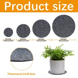 24 PCS Absorbent Waterproof Plant Coasters mat,4 Size 4/6/ 8/10 Inch Reversible Round Fabric Plant Coasters and Plant Saucers for Indoors,Plant mat for Indoor Plants