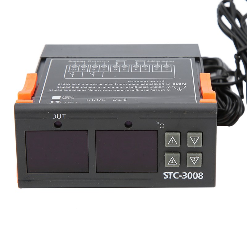 STC-3008 Dual Display Dual NTC Probe Sensor Digital Temperature Thermostat