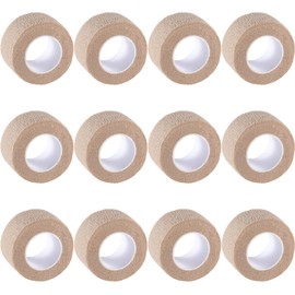 IndigoCase 12 Pack Self Adhesive Bandage Wrap 1 Inch, Skin Color Bandages Variety Pack, Elastic Sports Grip Tape, Vet Wrap, Small Bandages Bulk for Fingertip, Knuckle, Kids and Pets.