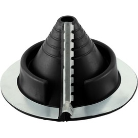 Water-Tite 81828 #1 Retrofit Metal Roof Flashing, 6-1/4" Round Base with EPDM Rubber Collar, For 3/4" to 2-3/4" Vent Pipes, Black