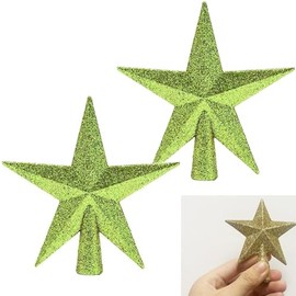 2 Pack Glittered Mini Star Christmas Tree Topper Star Treetop for Small Christmas Tree Ornaments