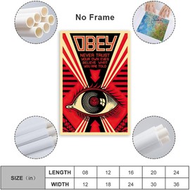 Shepard Fairey Poster Funny Eye Alert Poster George Orwell 1984 Poster 1Wall Poster Art Canvas Printing Gift Office Bedroom Aesthetic Poster 12x18inch(30x45cm) Unframe-style