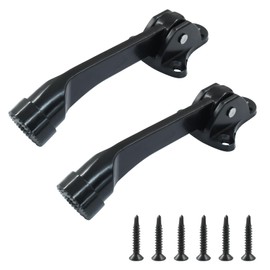 Cjueiom 2 Pcs Kickdown Door Stopper, Black Door Stopper with Soft Rubber Bumper to Keep Doors Open, Zinc Alloy Door Stay with Screws for Garage Gate Office Home
