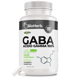 GABA 100 Puro (180 Cpsulas Para 180 Das) -  Acido Gamma Aminobutirico  Extremadamente Eficaz  Formulacion de Grado Farmaceutico  Absorcion Potenciada 