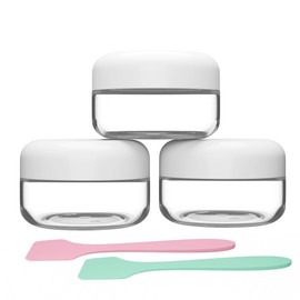 Travel Size Containers for Toiletries, 1 OZ BPA Free, TSA Approved Cosmetic Jars for Face Hand Body Creams Lotions, with Waterproof Labels and 2 Mini Spatulas for Gift (3 Pack)