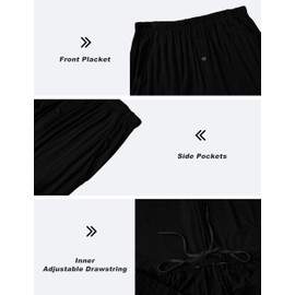 MoFiz Mens Pajama Sleep Bottom Pants Modal Lightweight Comfy Strech Deep Pockets Button Fly PJ'S 2Pack Black/Navy Small