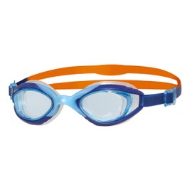 Zoggs Unisex Kids Sonic Air Junior with UV Protection and Anti-Fog Swimming Goggles, Blue/Navy/Orange, 6-14 Years