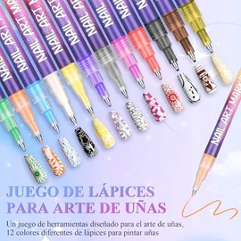 Juego de 12 Rotuladores para Nail Art Nuevos Rotuladores Para Uñas de Gel