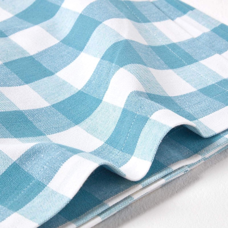 HOMESCAPES Blue Gingham Table Cloth Block Check Pattern 100% Cotton